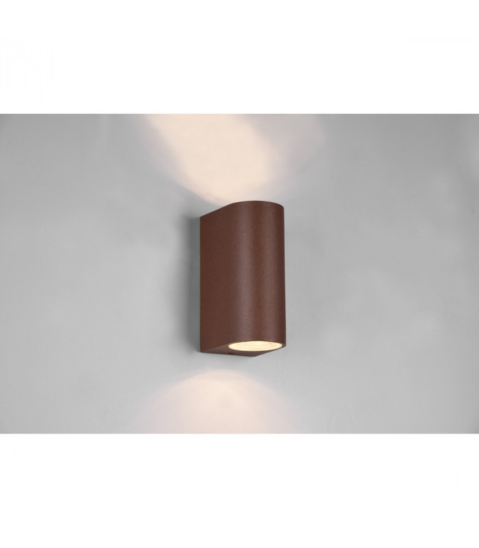 Roya Modern 2 Light Outdoor Round Up Down Wall Lamp Rusty IP44-2