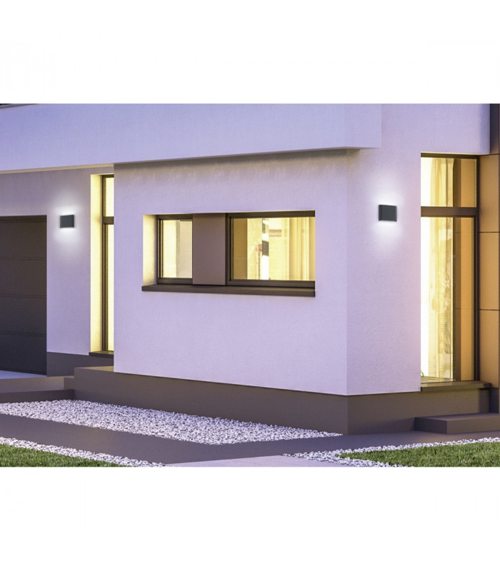 Thames Ii Modern 11cm 2 Light Outdoor Up Down Wall Lamp Anthracite 3000K IP54-3