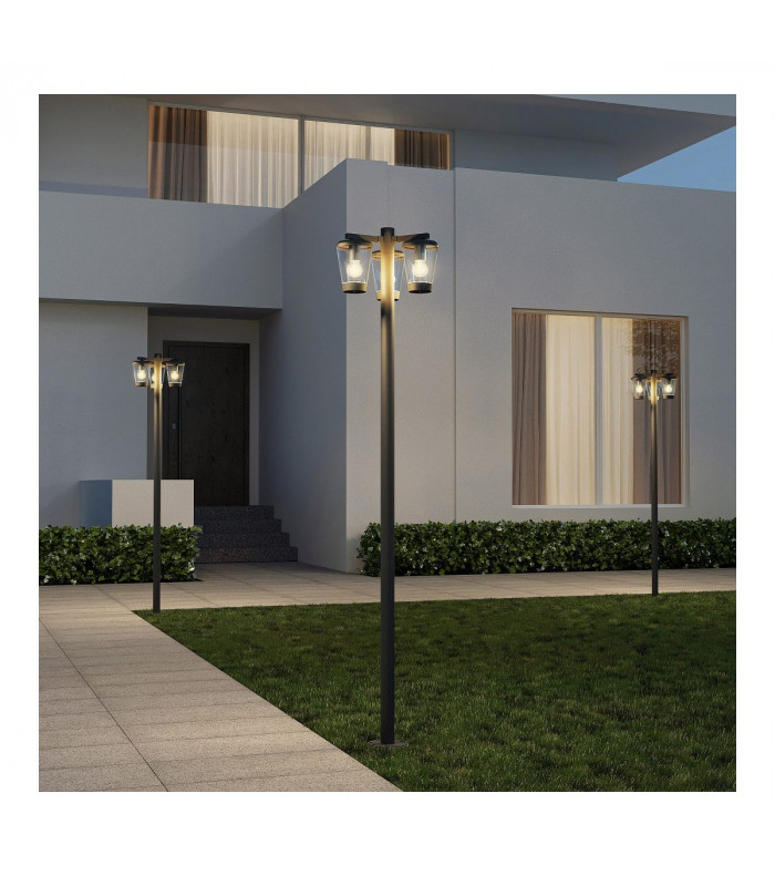 Cavado Modern 3 Light Outdoor Lamp Posts Anthracite IP44-6