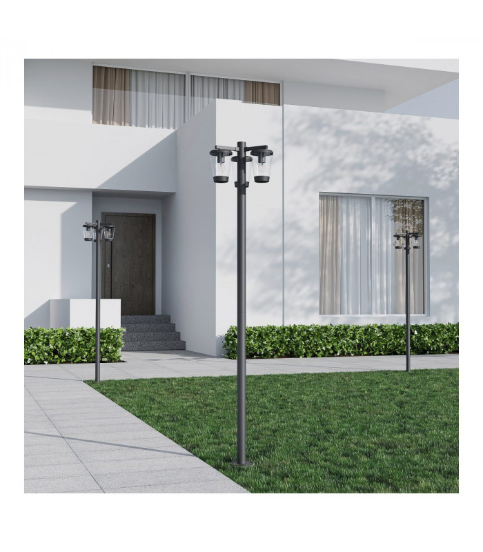 Cavado Modern 3 Light Outdoor Lamp Posts Anthracite IP44-7