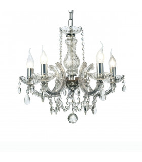 Clearance - Gabrielle Chandelier Glass Sconce & Glass Droplets 5 Light E14 Polished Chrome Finish-1