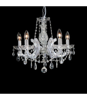 Clearance - Gabrielle Chandelier Glass Sconce & Glass Droplets 5 Light E14 Polished Chrome Finish-2