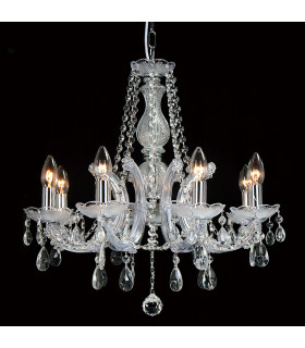 Clearance - Gabrielle Chandelier Acrylic Sconce & Glass Crystal Droplets 8 Light E14 Polished Chrome Finish-2