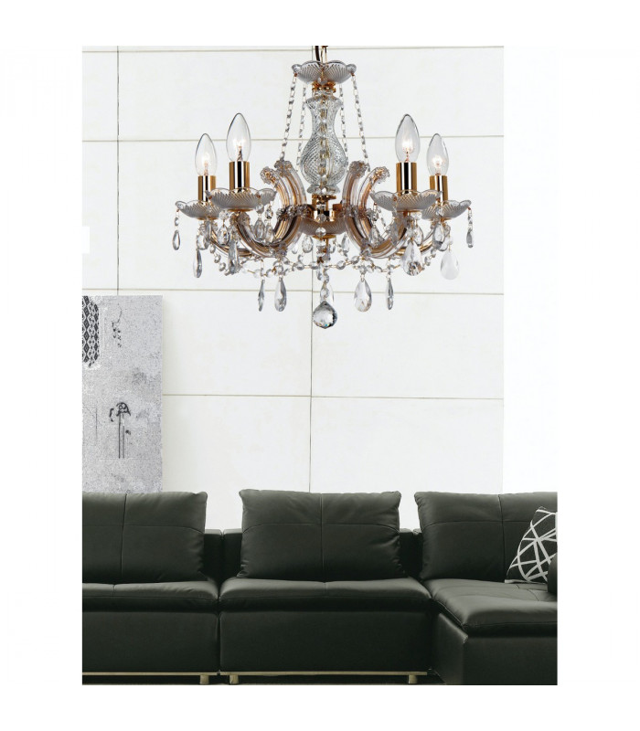 Clearance - Gabrielle Chandelier Acrylic Sconce & Glass Crystal Droplets 8 Light E14 Polished Chrome Finish-5