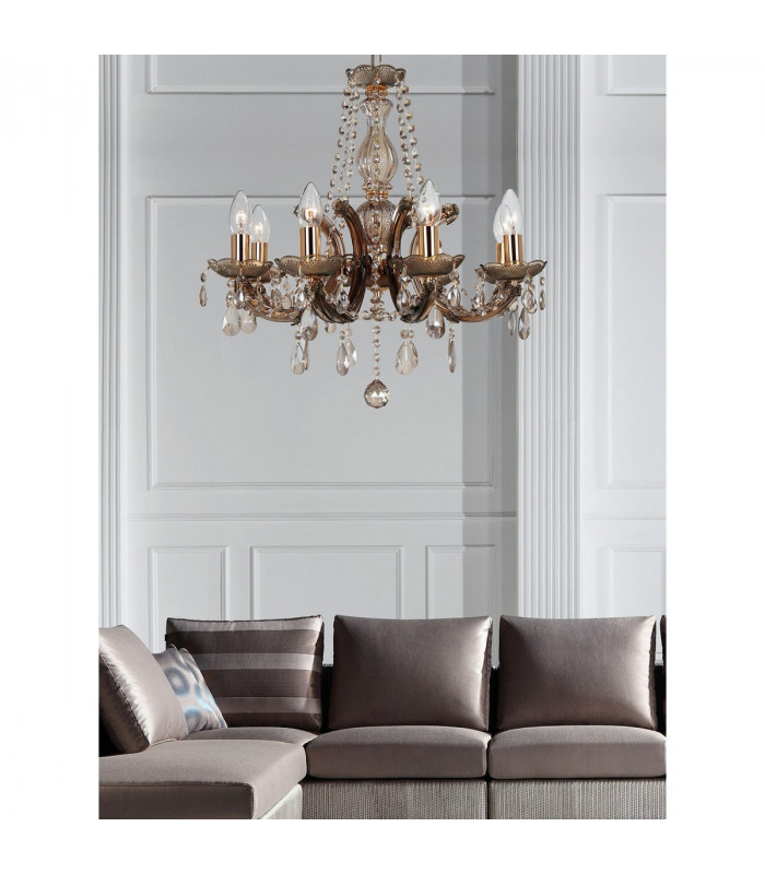 Clearance - Gabrielle Chandelier Acrylic Sconce & Glass Crystal Droplets 8 Light E14 Polished Chrome Finish-6