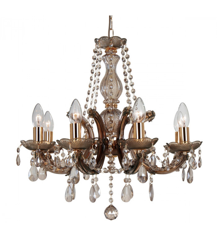 Clearance - Gabrielle Chandelier Acrylic Sconce & Glass Droplets 8 Light E14 Mink Finish-1