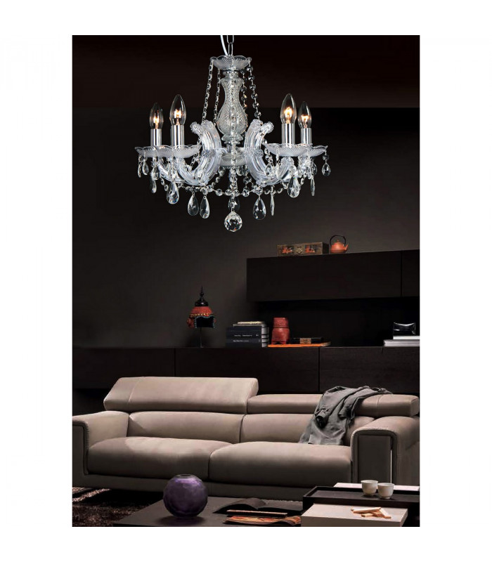 Clearance - Gabrielle Chandelier Acrylic Sconce & Glass Droplets 8 Light E14 Mink Finish-4