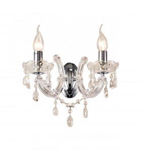 Clearance - Gabrielle Wall Lamp 2 Light E14 Glass Sconce & Glass Droplets/Polished Chrome-1