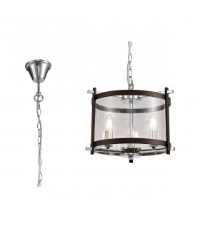 Clearance - Nolan Single 36cm Pendant 3 Light E14 Brown Oxide/Polished Chrome-1