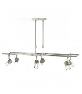 Clearance - Ticino Rectangular Telescopic Pendant 6 Light G9 Satin Chrome-1