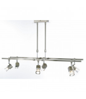 Clearance - Ticino Rectangular Telescopic Pendant 6 Light G9 Satin Chrome-2