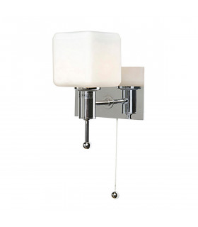 Clearance - IP44 Cube Wall Lamp Pull-Cord Switch Polished Chrome-1