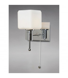 Clearance - IP44 Cube Wall Lamp Pull-Cord Switch Polished Chrome-2