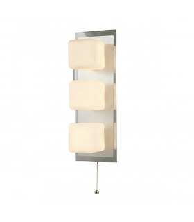 Clearance - IP44 Cube Wall Lamp Pull-Cord Switch 3 Light G9 Polished Chrome & Aluminium-1