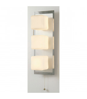 Clearance - IP44 Cube Wall Lamp Pull-Cord Switch 3 Light G9 Polished Chrome & Aluminium-2