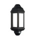 PIR 1 Light Outdoor Wall Light Frosted Polycarbonate, Matt Black Textured IP44, E27 - 1