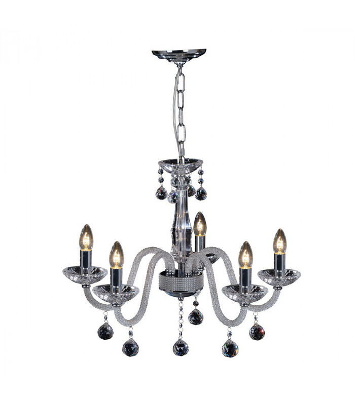 Clearance - Amora Pendant 5 Light E14 Polished Chrome/Crystal-1