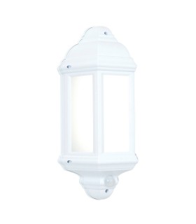 PIR 1 Light Outdoor Wall Light Frosted Polycarbonate, Matt White Textured IP44 - 1