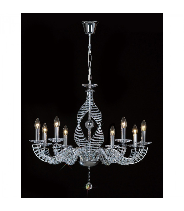Clearance - Santo Pendant 8 Light E14 Polished Chrome/Crystal-2