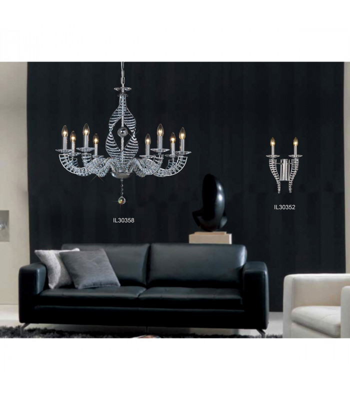 Clearance - Santo Pendant 8 Light E14 Polished Chrome/Crystal-3
