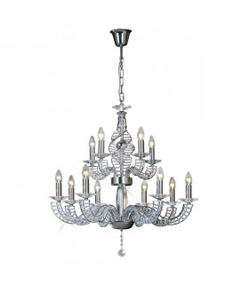Clearance - Santo Pendant 2 Tier 12 Light E14 Polished Chrome/Crystal-1