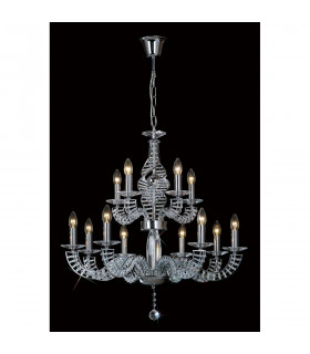 Clearance - Santo Pendant 2 Tier 12 Light E14 Polished Chrome/Crystal-2