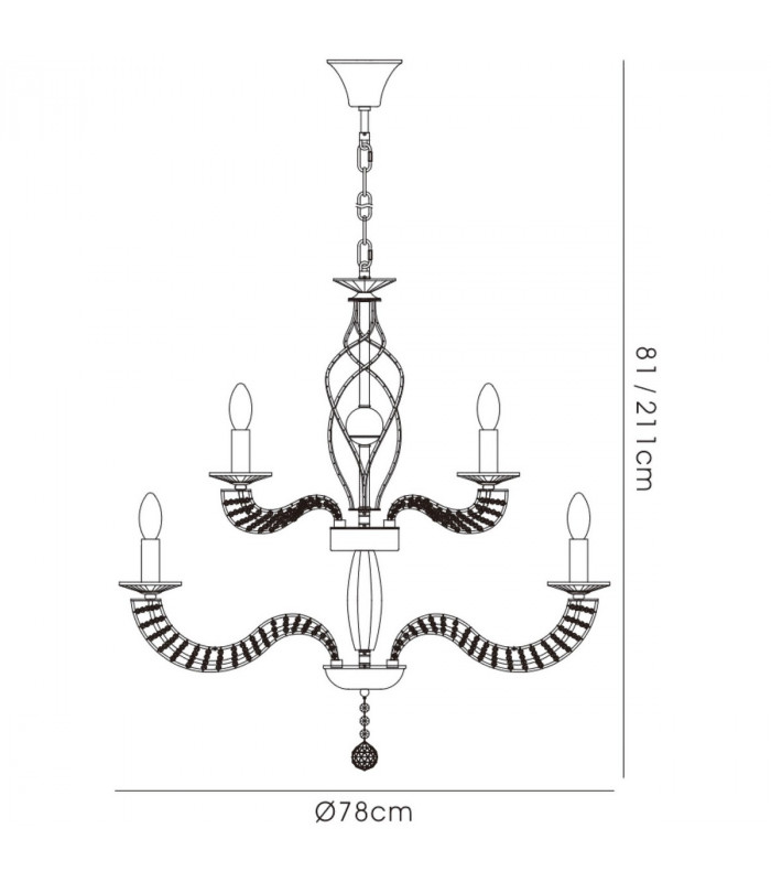 Clearance - Santo Pendant 2 Tier 12 Light E14 Polished Chrome/Crystal-6