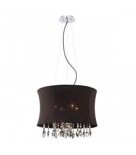 Clearance - Niki Pendant 4 Light E14 Black Shade Polished Chrome/Smoked Crystal-1