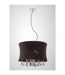 Clearance - Niki Pendant 4 Light E14 Black Shade Polished Chrome/Smoked Crystal-2