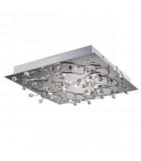 Clearance - Fia Flush Ceiling Square 6 Light G4 White LEDs Polished Chrome/Crystal NOT LED/CFL Compatible-1