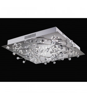Clearance - Fia Flush Ceiling Square 6 Light G4 White LEDs Polished Chrome/Crystal NOT LED/CFL Compatible-2