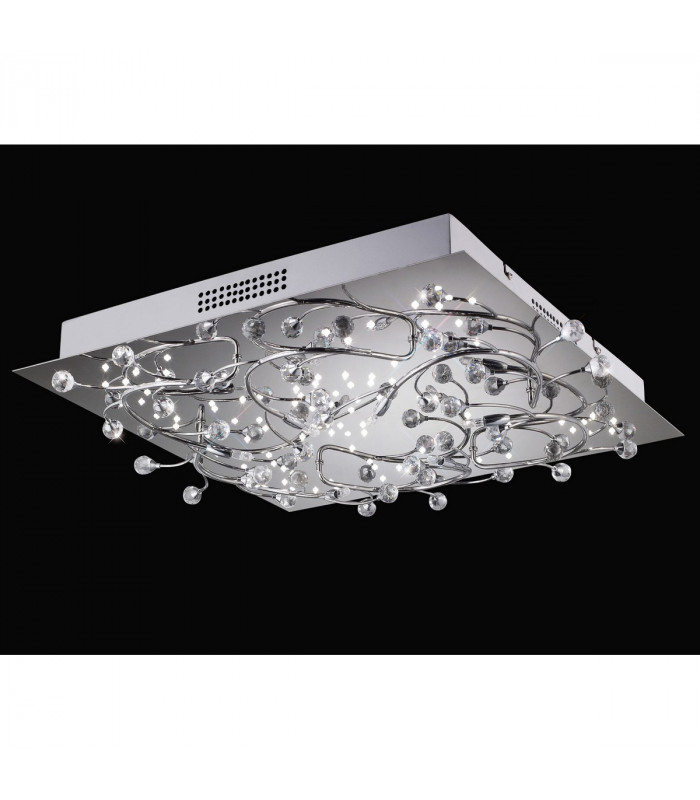 Clearance - Fia Flush Ceiling Square 6 Light G4 White LEDs Polished Chrome/Crystal NOT LED/CFL Compatible-2