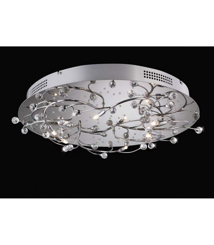 Clearance - Fia Flush Ceiling Round 6 Light G4 White LEDs Polished Chrome/Crystal NOT LED/CFL Compatible-2