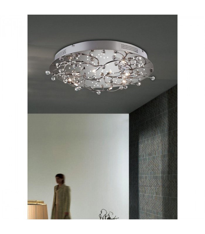 Clearance - Fia Flush Ceiling Round 6 Light G4 White LEDs Polished Chrome/Crystal NOT LED/CFL Compatible-3