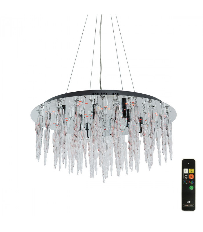 Clearance - Tropez Flat Pendant 8 LightRGB LEDs And Remote Control Polished Chrome/Glass-1