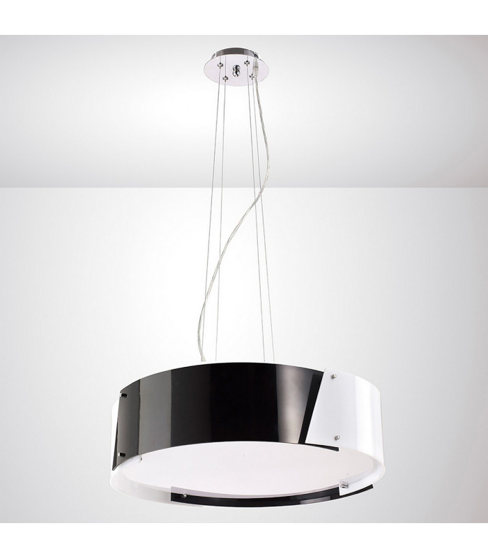 Clearance - Dakota Pendant Small 4 Light E27 Polished Chrome/Black & White Acrylic-2