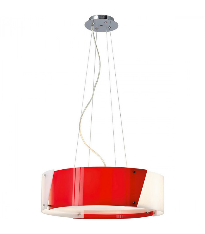 Clearance - Dakota Pendant Small 4 Light E27 Polished Chrome/Red & White Acrylic-1
