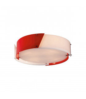 Clearance - Dakota Flush Ceiling Medium 4 Light E27 Polished Chrome/Red & White Acrylic-1
