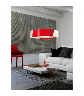 Clearance - Dakota Flush Ceiling Medium 4 Light E27 Polished Chrome/Red & White Acrylic-2