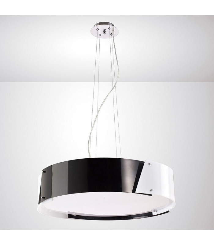 Clearance - Dakota Pendant Medium 4 Light E27 Polished Chrome/Black & White Acrylic-2