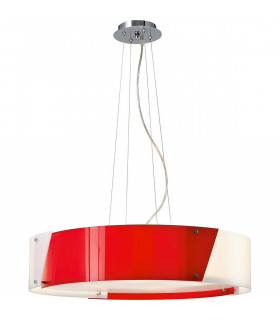 Clearance - Dakota Pendant Medium 4 Light E27 Polished Chrome/Red & White Acrylic-1