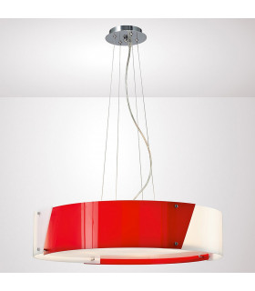 Clearance - Dakota Pendant Medium 4 Light E27 Polished Chrome/Red & White Acrylic-2