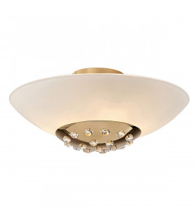 Clearance - Amada Flush Ceiling 6 Light G9 French Gold/Opal White Glass-1