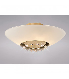 Clearance - Amada Flush Ceiling 6 Light G9 French Gold/Opal White Glass-2