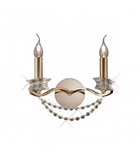 Clearance - Nydia Wall Lamp 2 Light E14 French Gold/Crystal-1