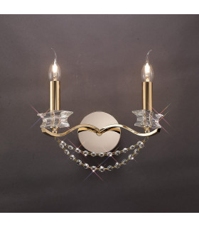 Clearance - Nydia Wall Lamp 2 Light E14 French Gold/Crystal-2