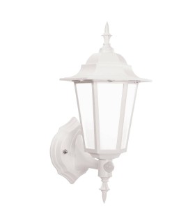 PIR 1 Light Outdoor Wall Lantern Frosted Polycarbonate, Matt White Textured IP44 - 1