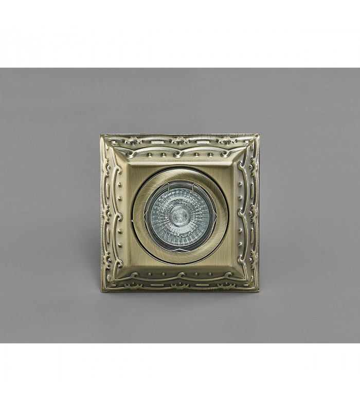 Clearance - Aspen Vintage Design Downlight Square GU10 Antique Brass Cut Out: 60mm-2