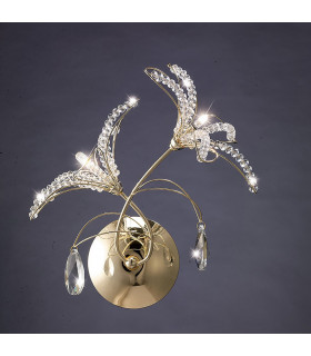 Clearance - Kenzo Wall Lamp Switched 2 Light G4 French Gold/Crystal NOT LED/CFL Compatible-2