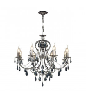 Clearance - Luna Crystal Ceiling 8 Light E14 Black Chrome/Crystal-1
